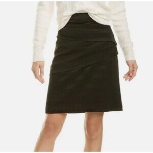 J. MCLAUGHLIN Wool Blend Nicola Pencil Skirt Black Tiered Striped Sz 2 $198